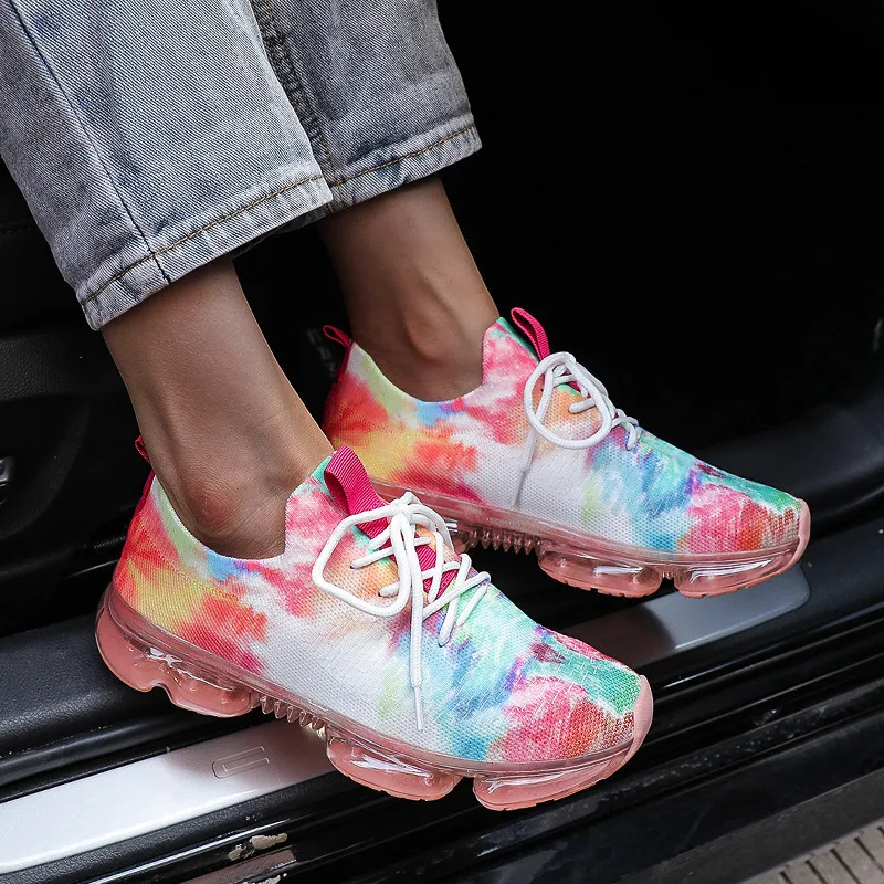 Colorful lace-up sneakers for women.