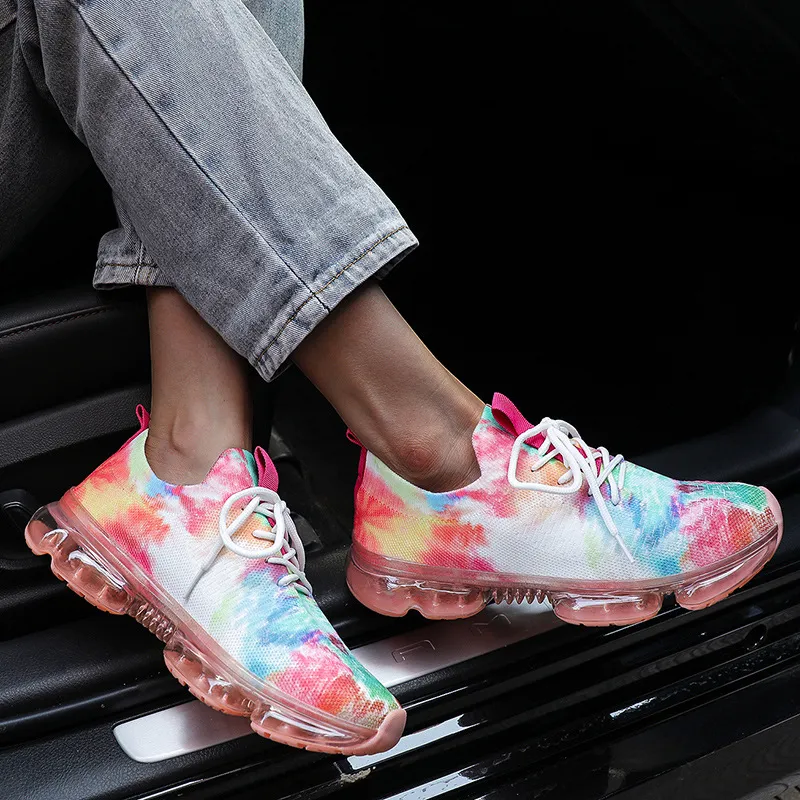 Colorful lace-up sneakers for women.