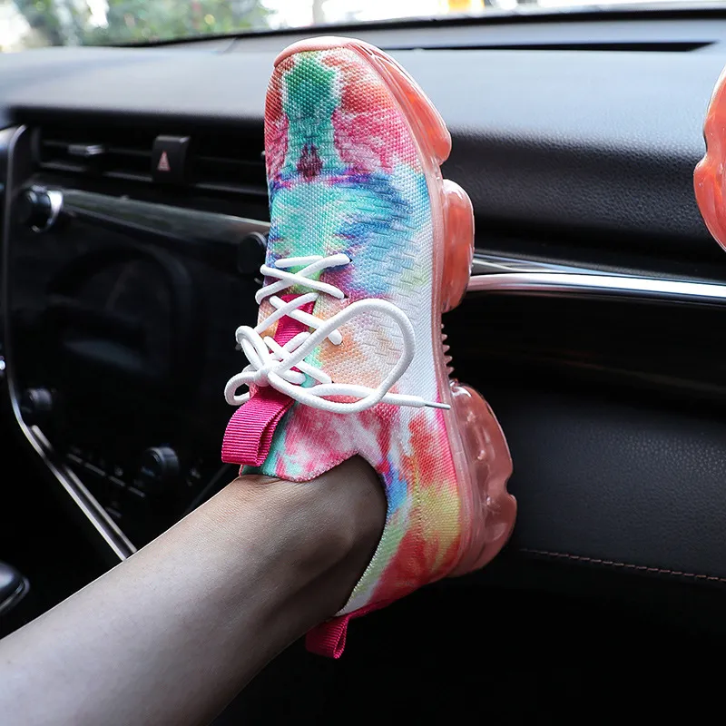 Colorful lace-up sneakers for women.