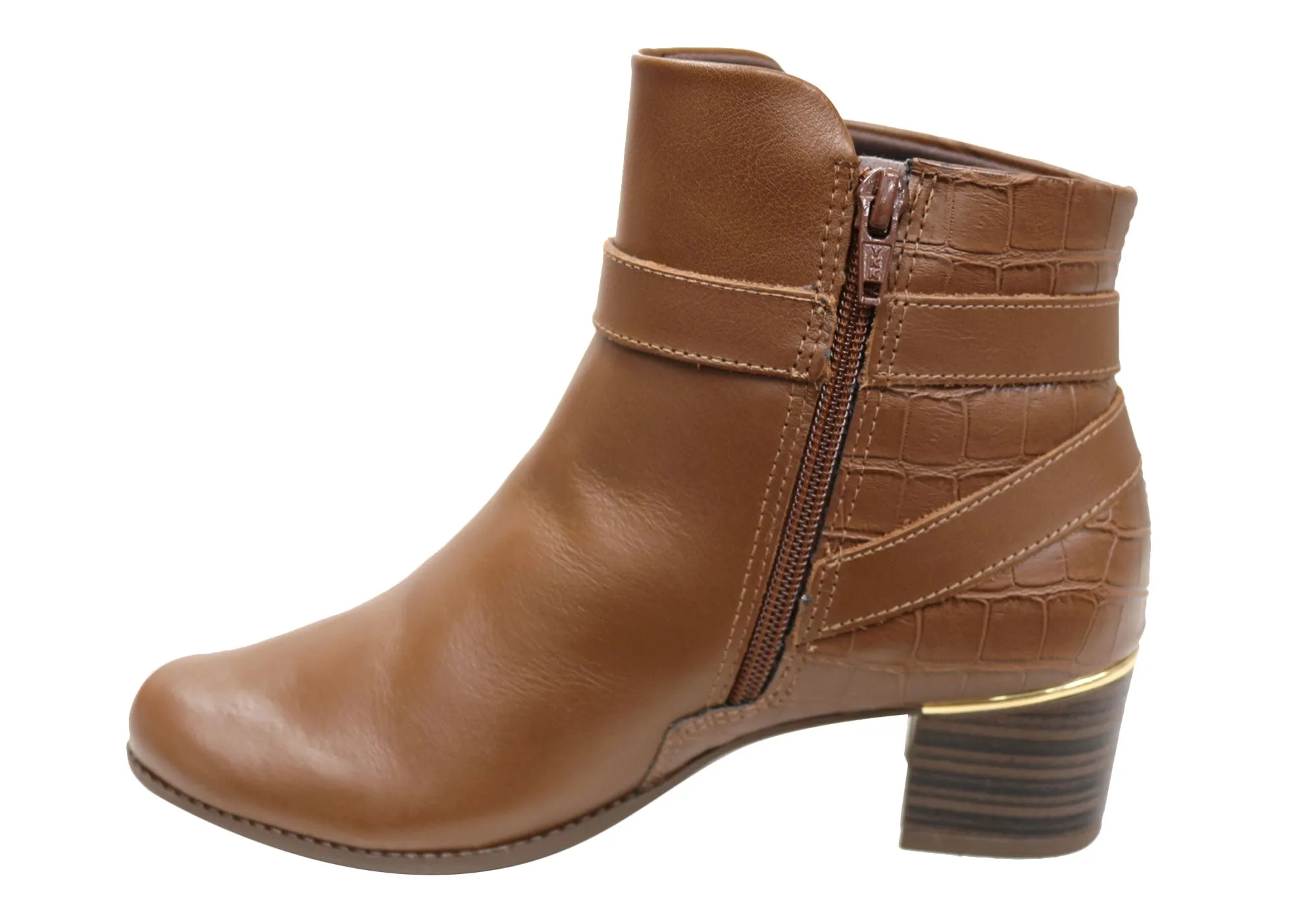 Comfortflex Louisa Womens Comfort Leather Ankle Boots Made In Brazil