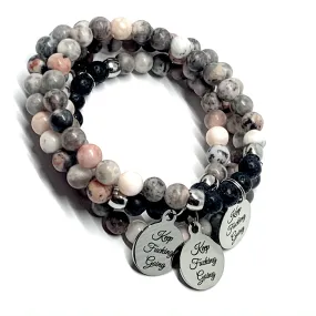 Continuing with Strength - Lava and Pink Zebra Jasper Bracelet