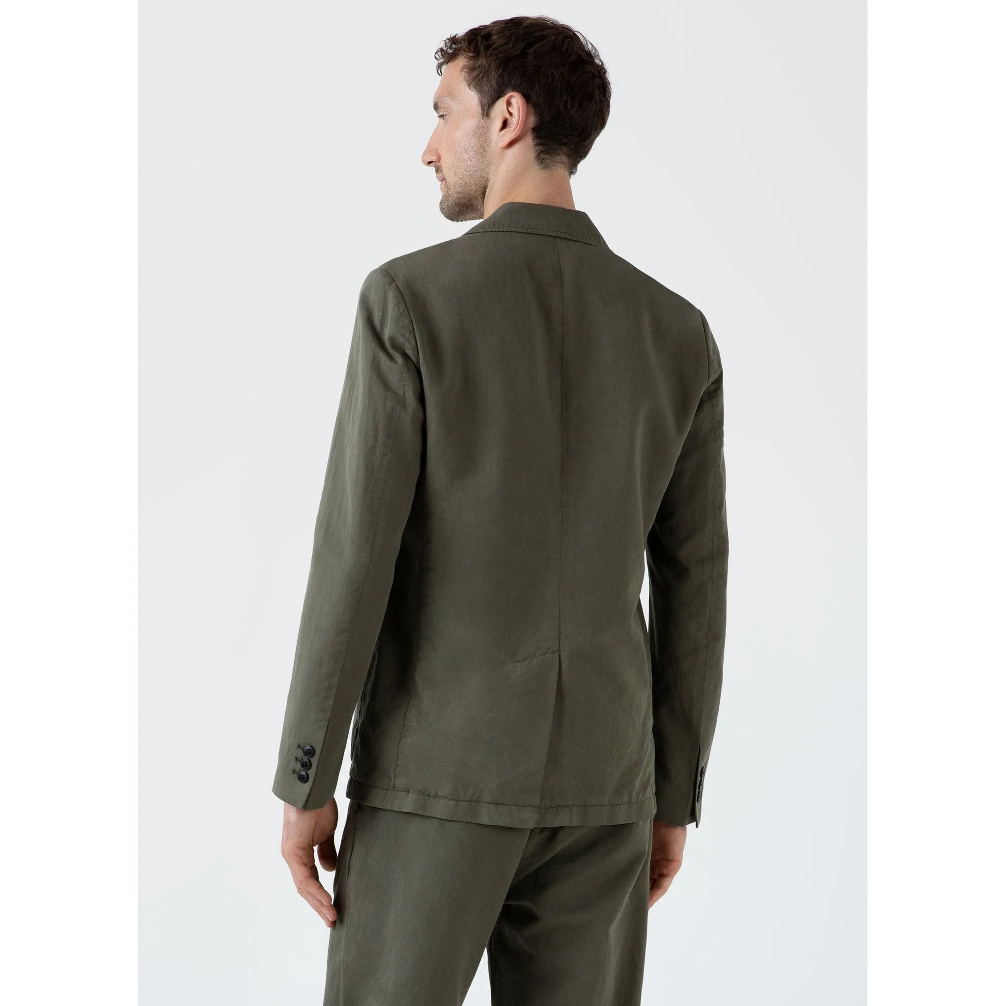 Cotton Linen Unstructured Blazer | Men | Khaki