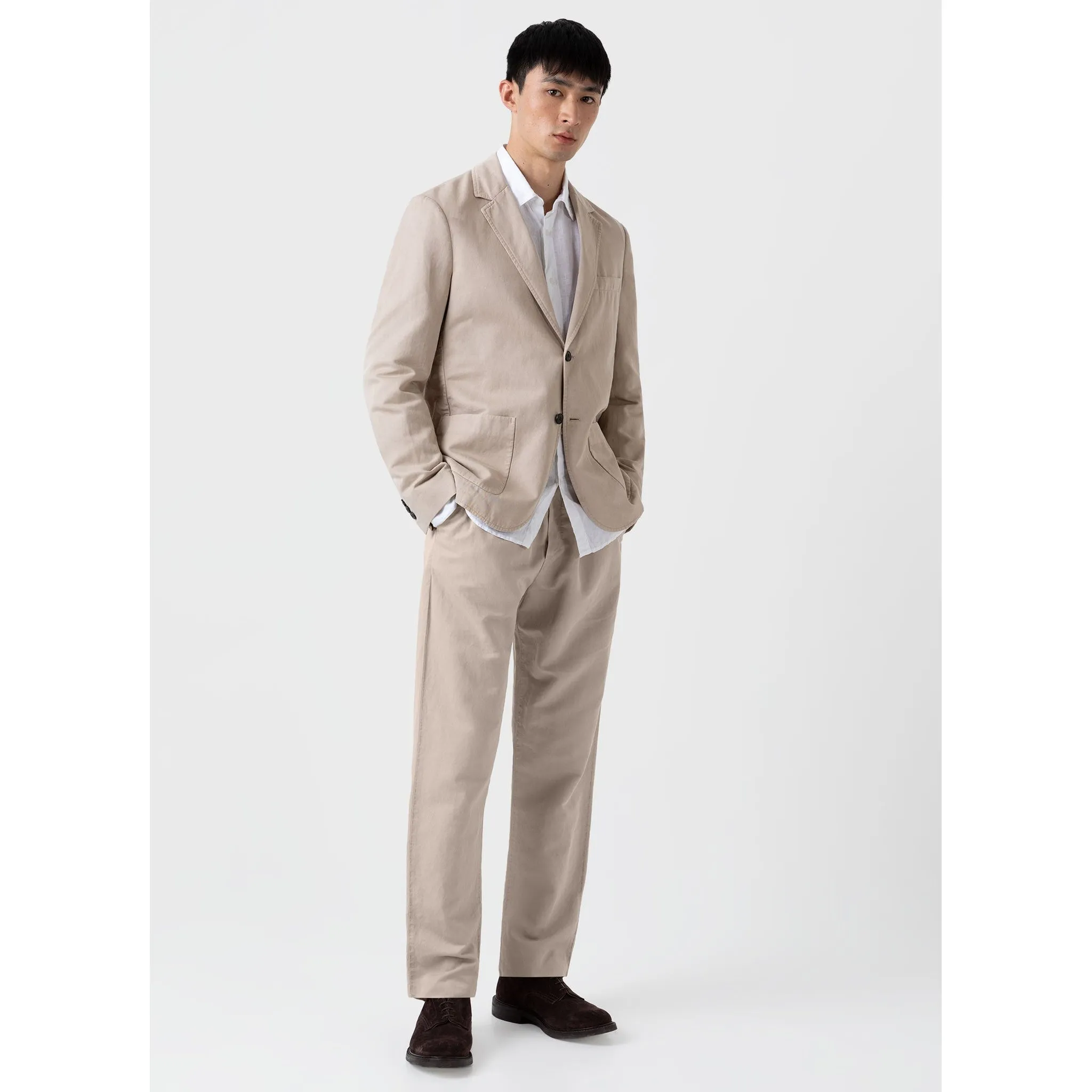 Cotton Linen Unstructured Blazer | Men | Light Sand