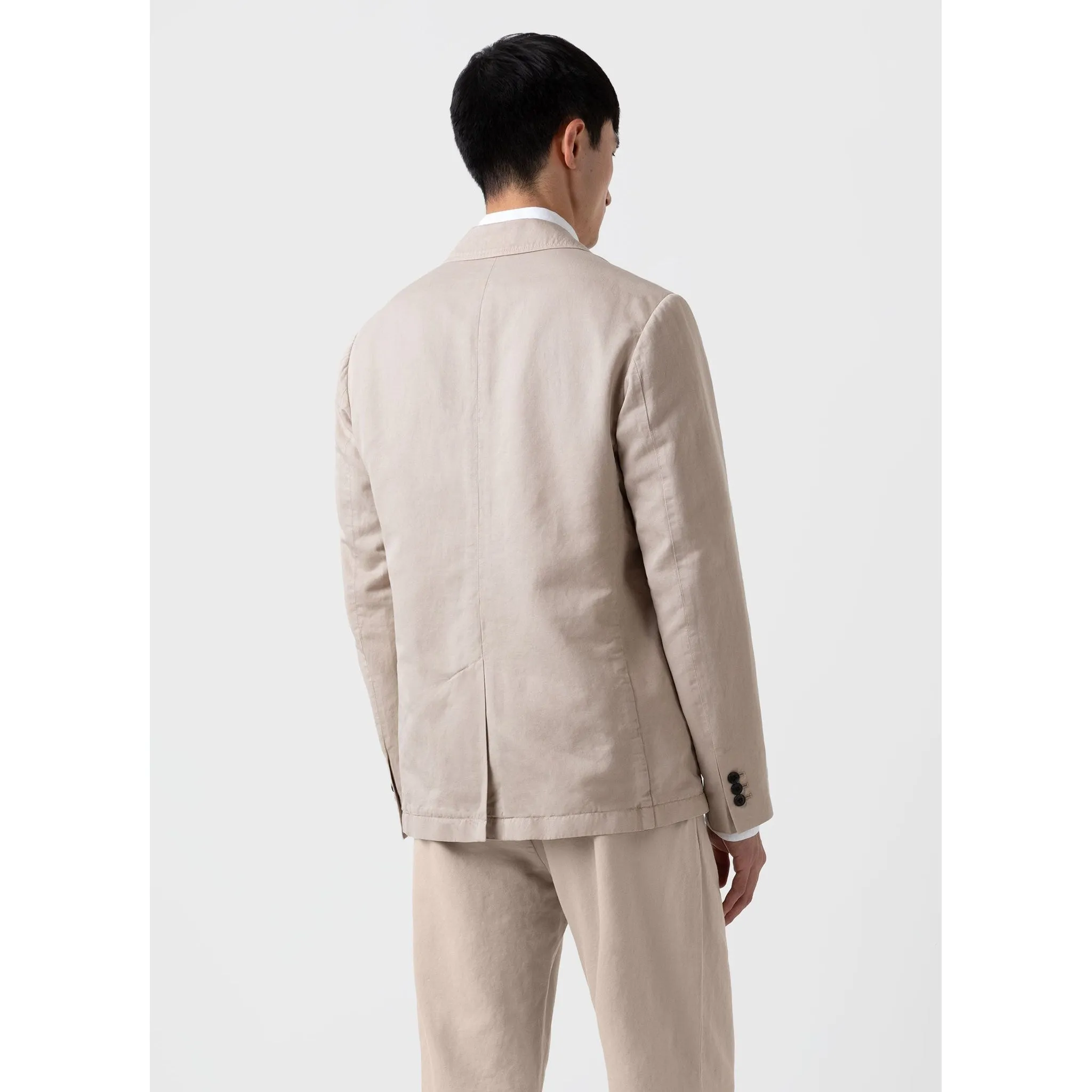 Cotton Linen Unstructured Blazer | Men | Light Sand