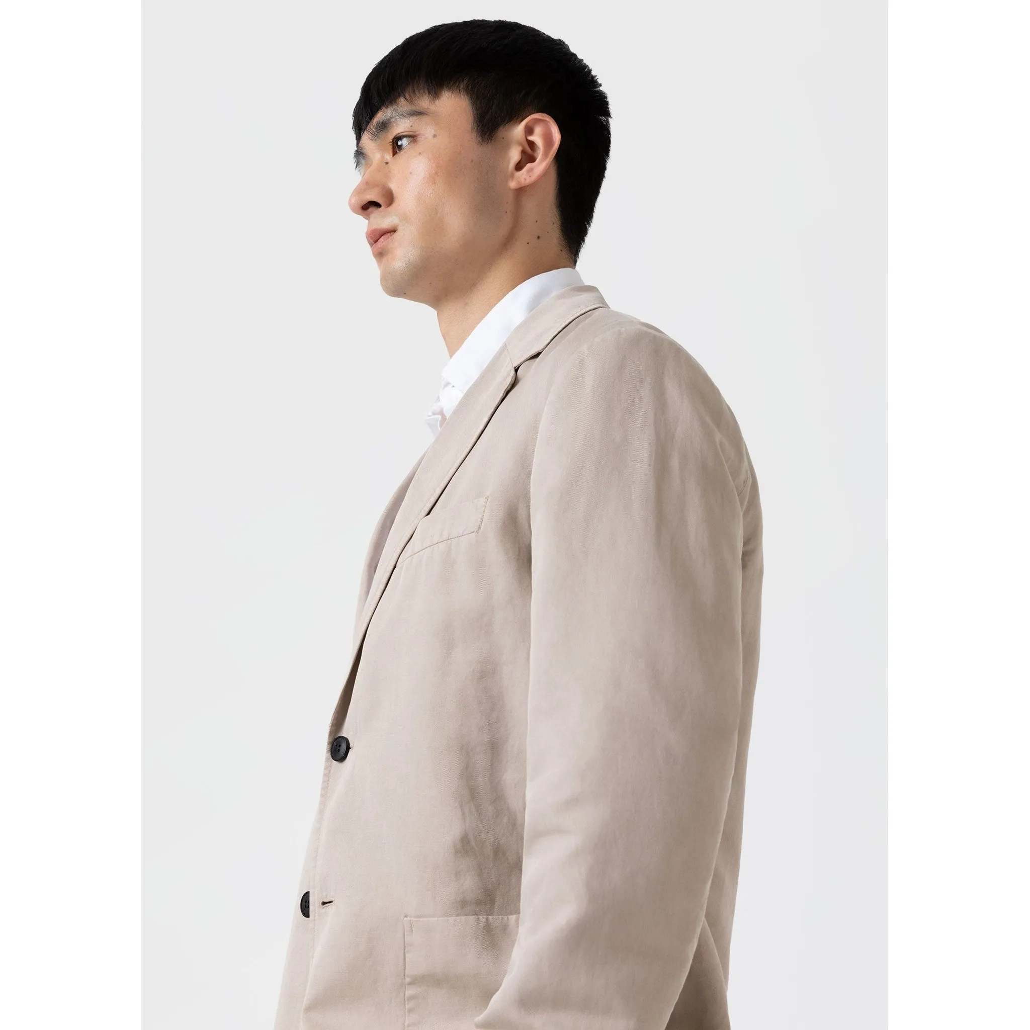 Cotton Linen Unstructured Blazer | Men | Light Sand