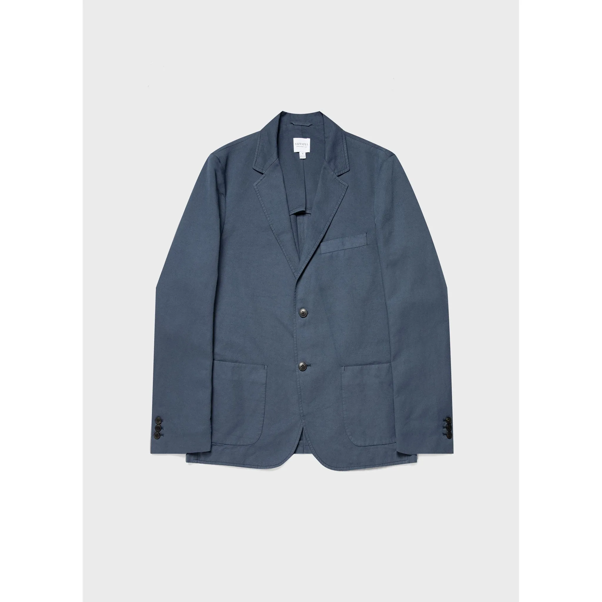 Cotton Linen Unstructured Blazer | Men | Shale Blue