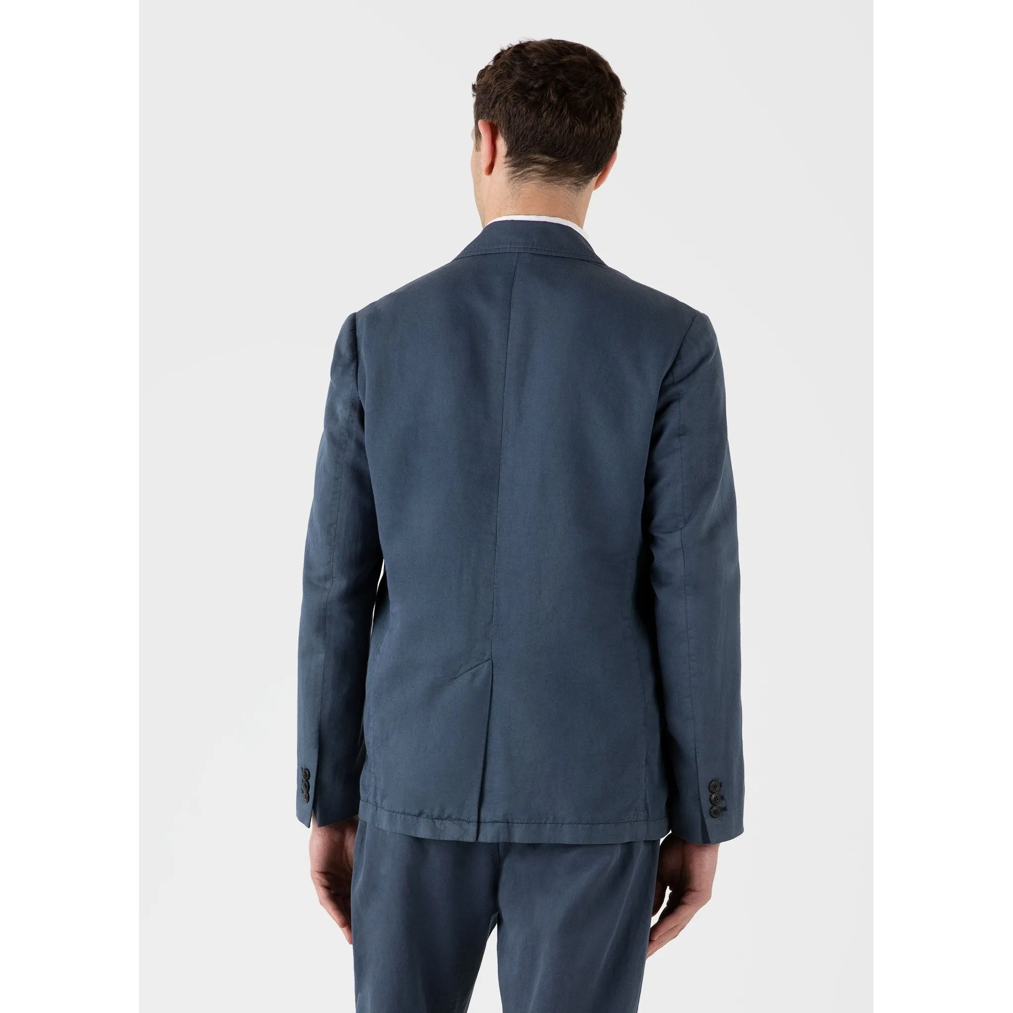 Cotton Linen Unstructured Blazer | Men | Shale Blue