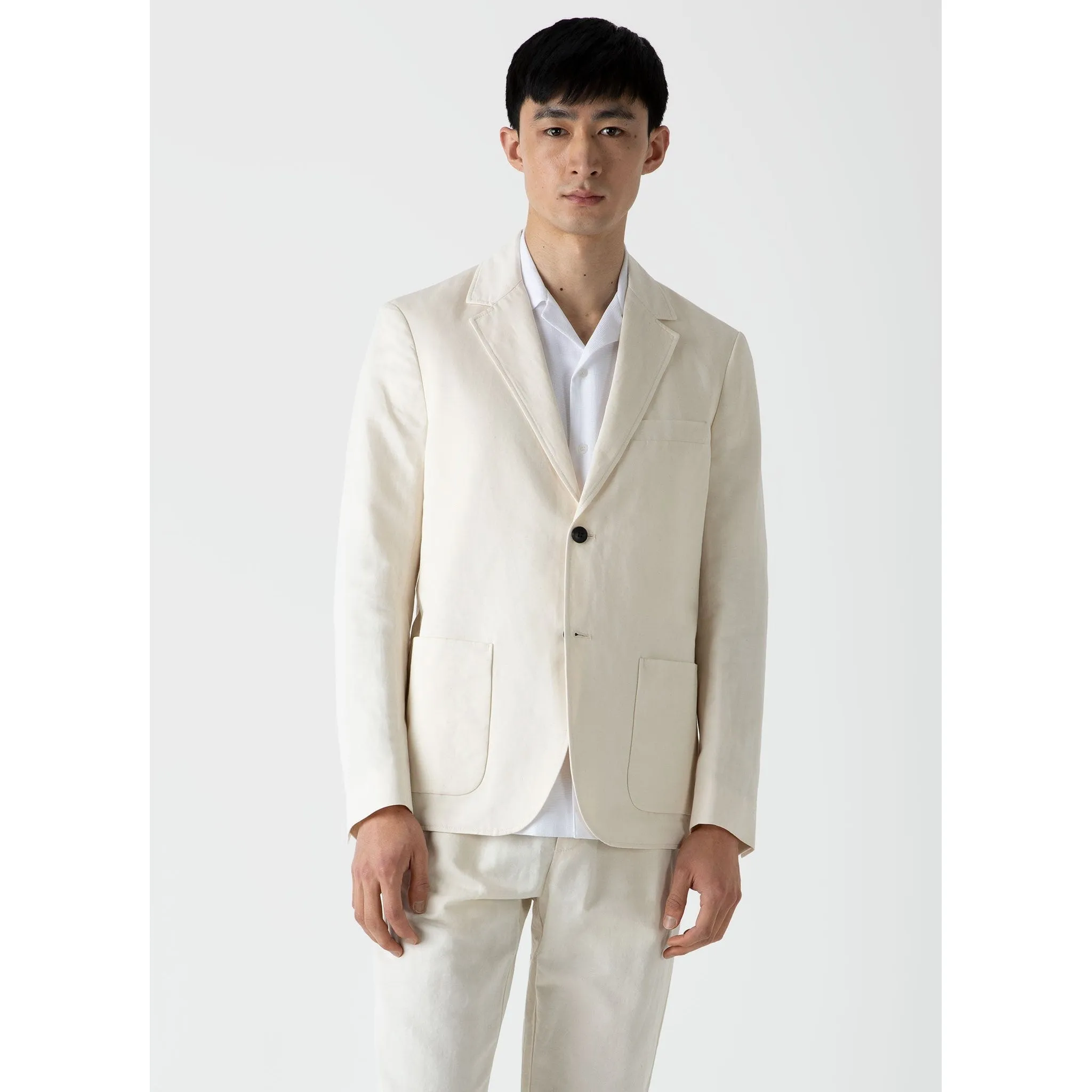 Cotton Linen Unstructured Blazer | Men | Undyed