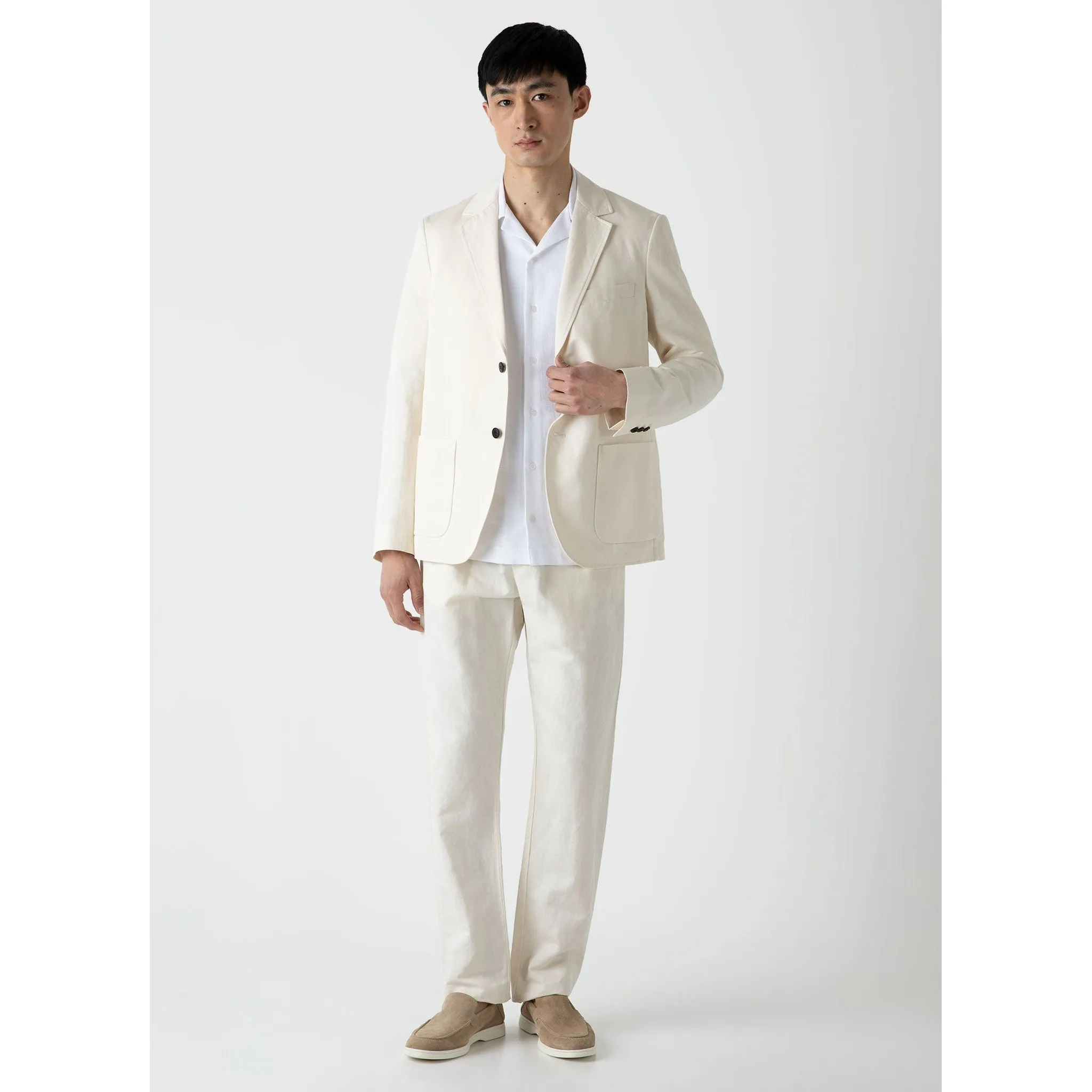 Cotton Linen Unstructured Blazer | Men | Undyed