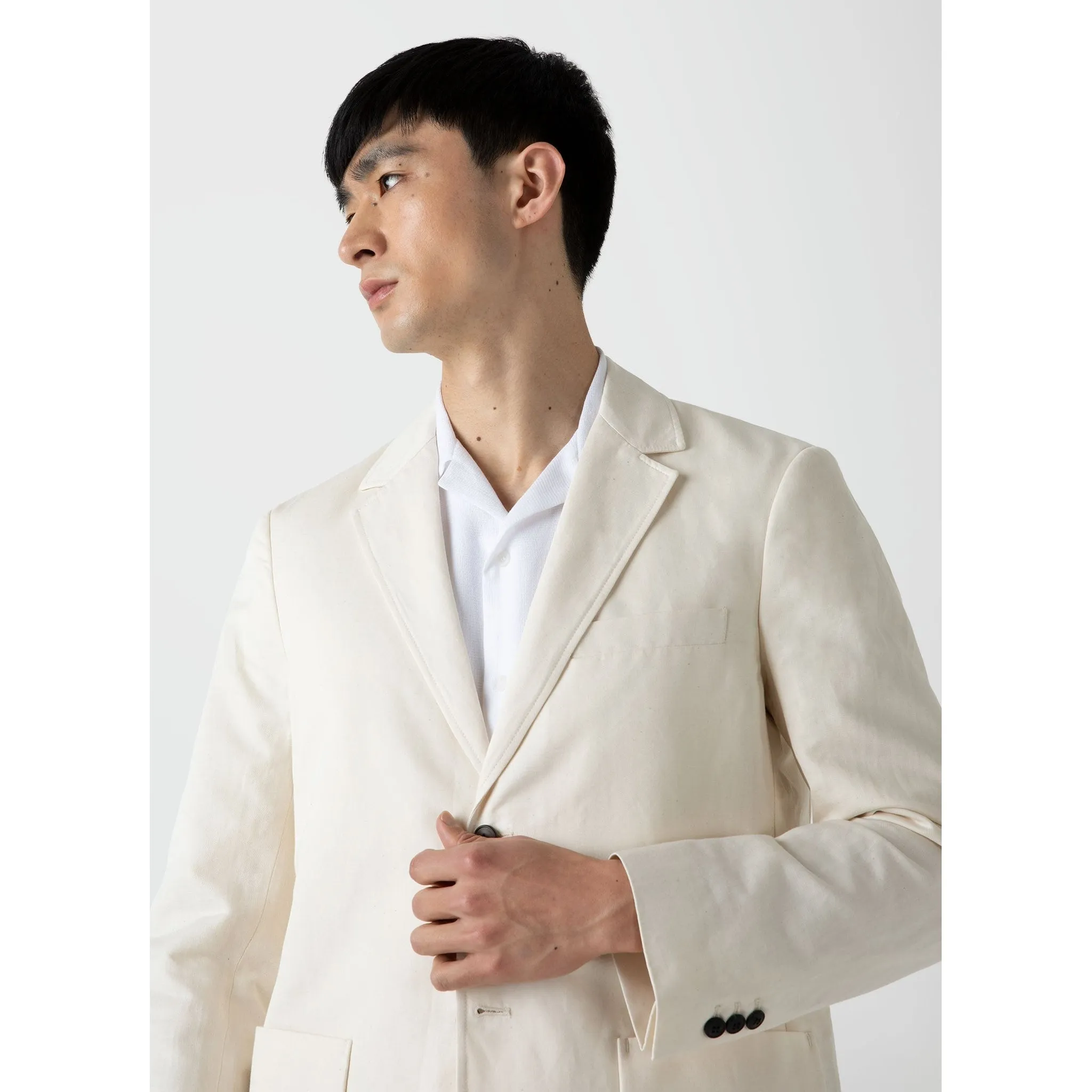 Cotton Linen Unstructured Blazer | Men | Undyed