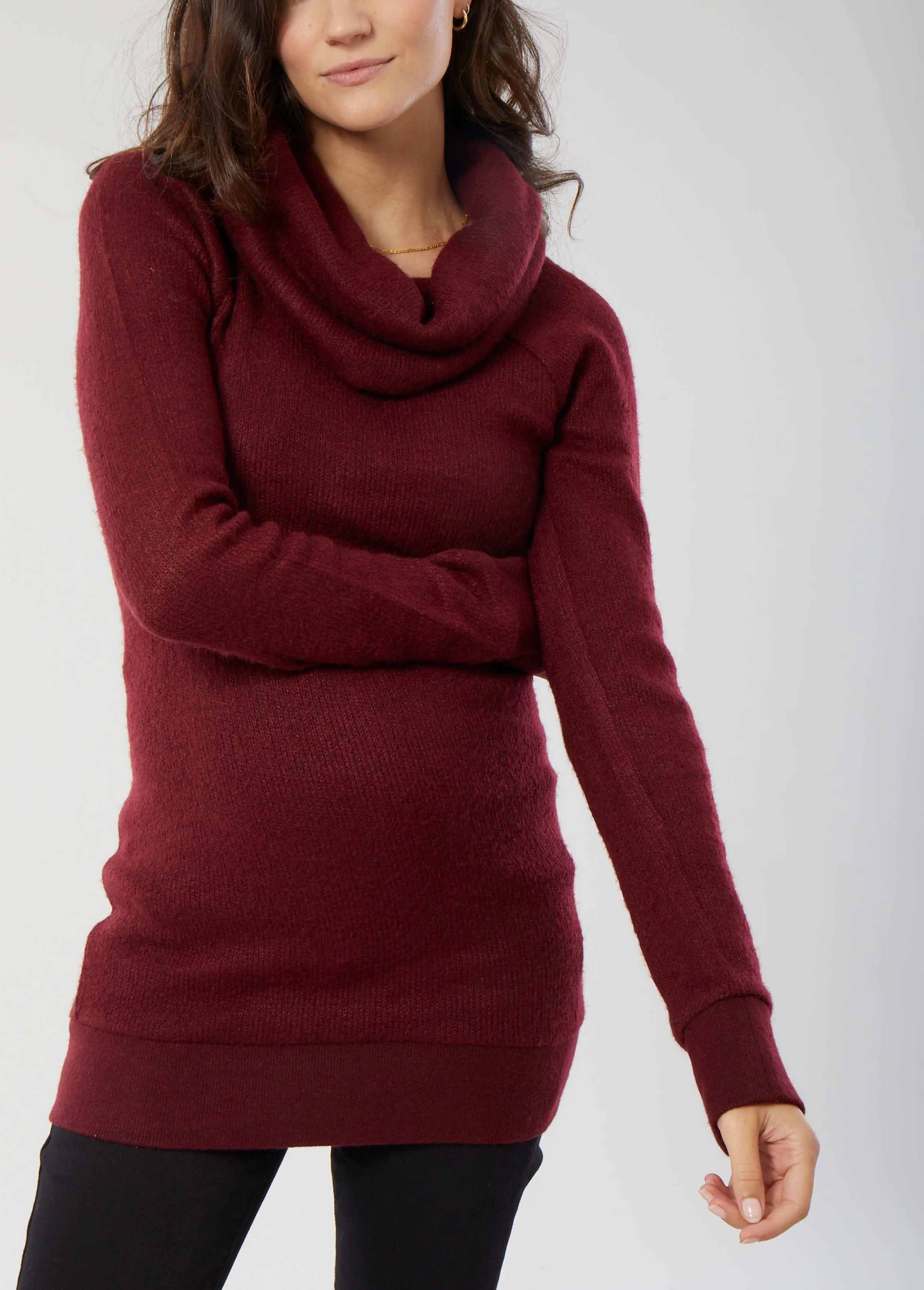 Cowl Neck Maternity Tunic Sweater