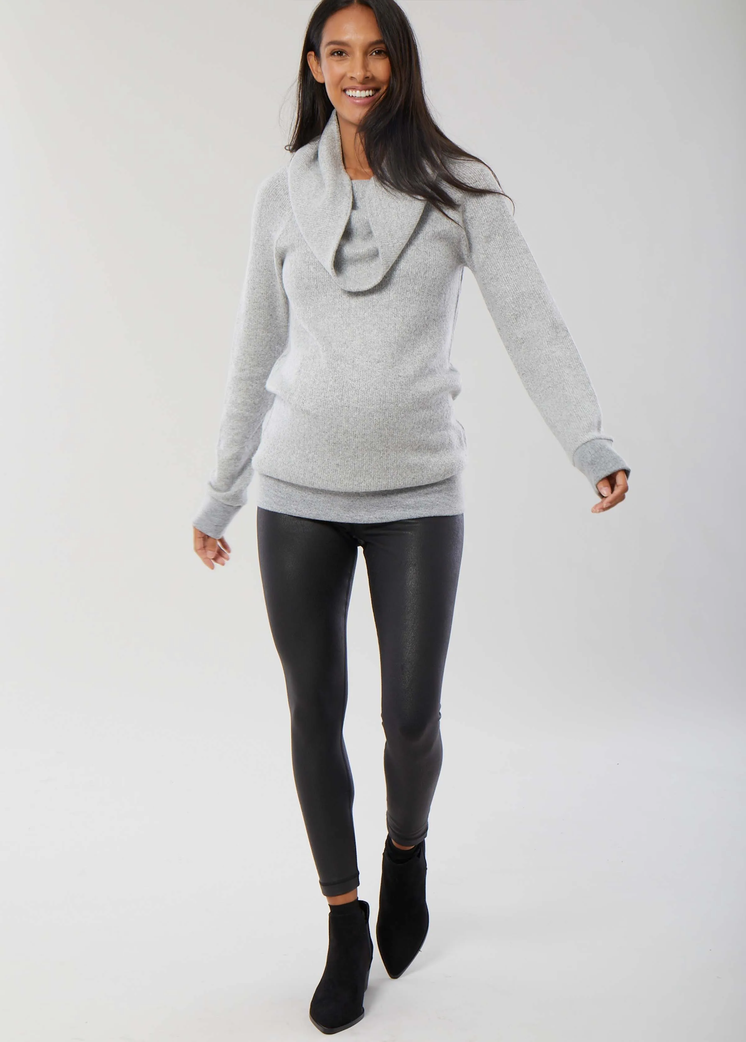 Cowl Neck Maternity Tunic Sweater