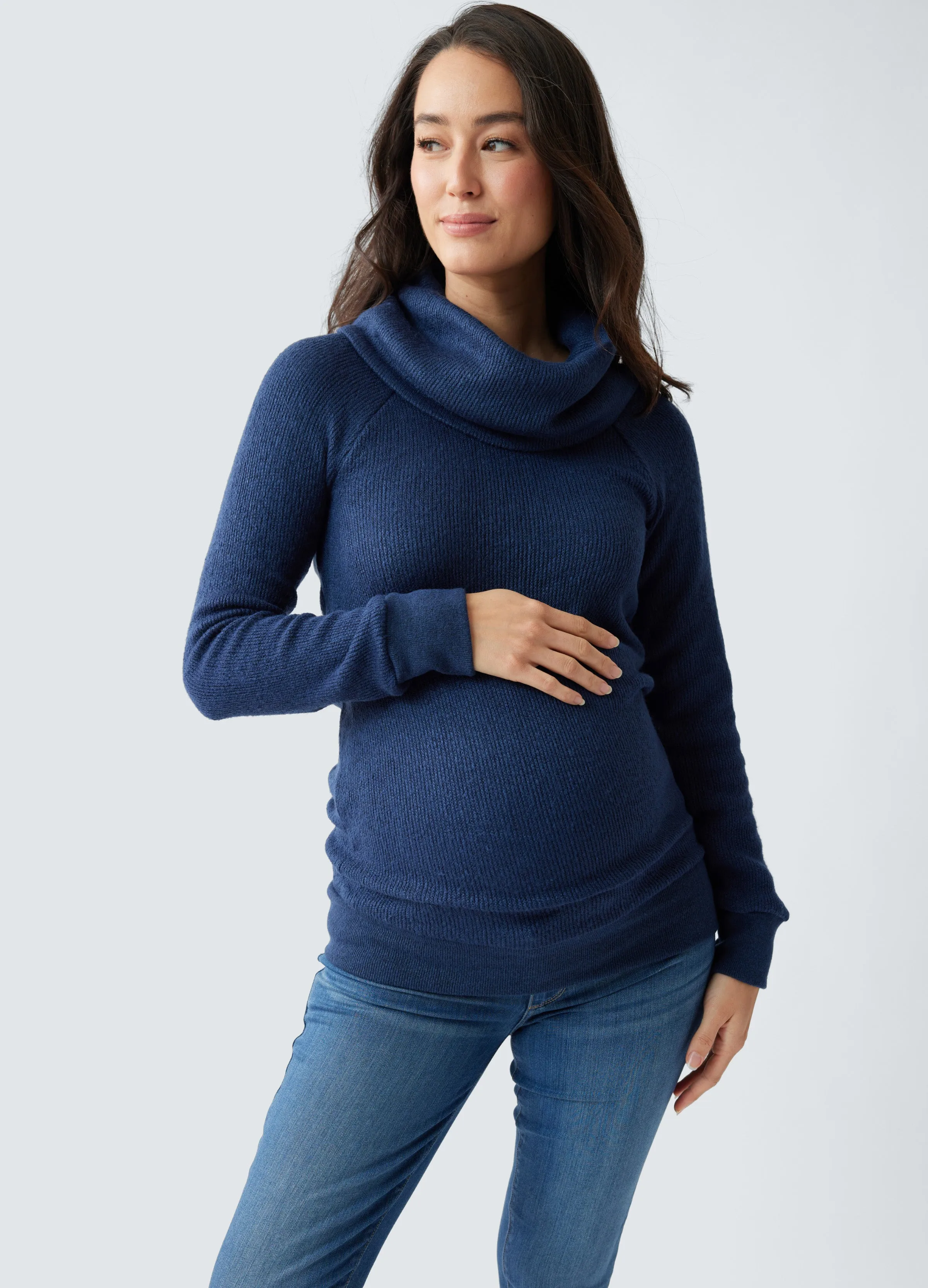 Cowl Neck Maternity Tunic Sweater