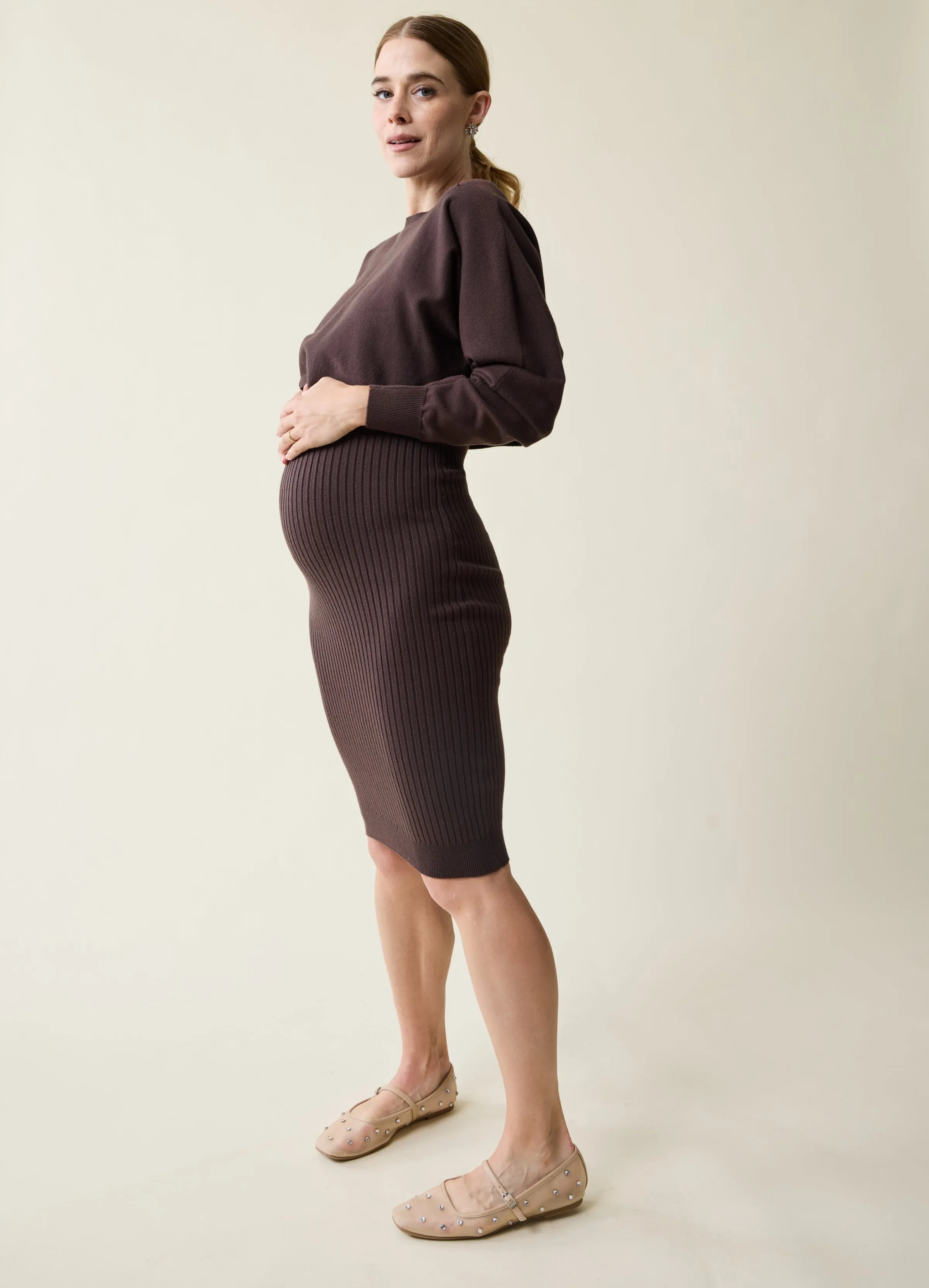 Cozy Dress + Sweater Maternity Set