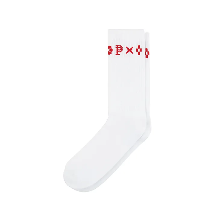 Crew Sock Monogram Sock - White/Red - PA1001MCWR224