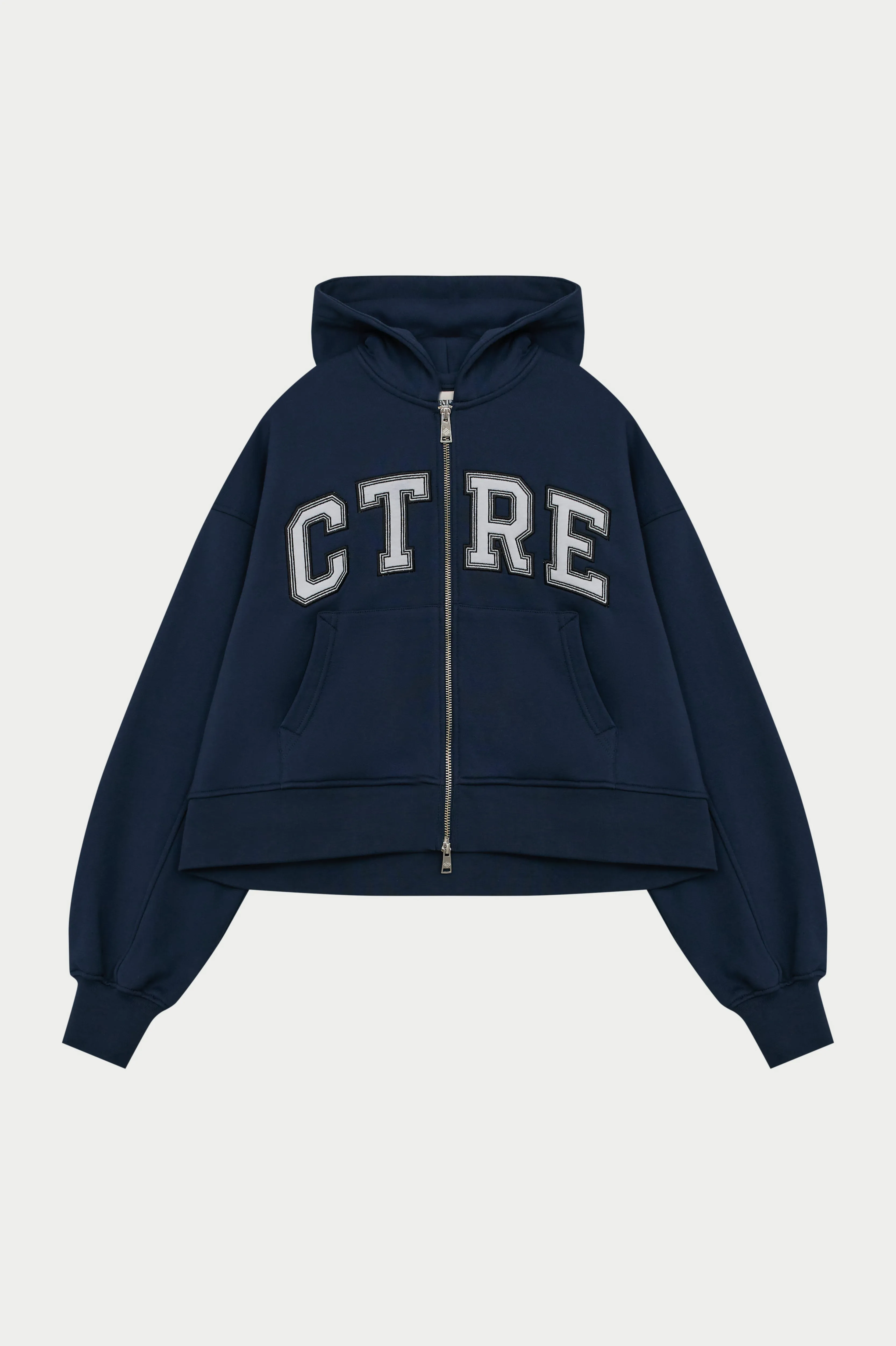 CTRE CROPPED ZIP THROUGH HOODIE - NAVY