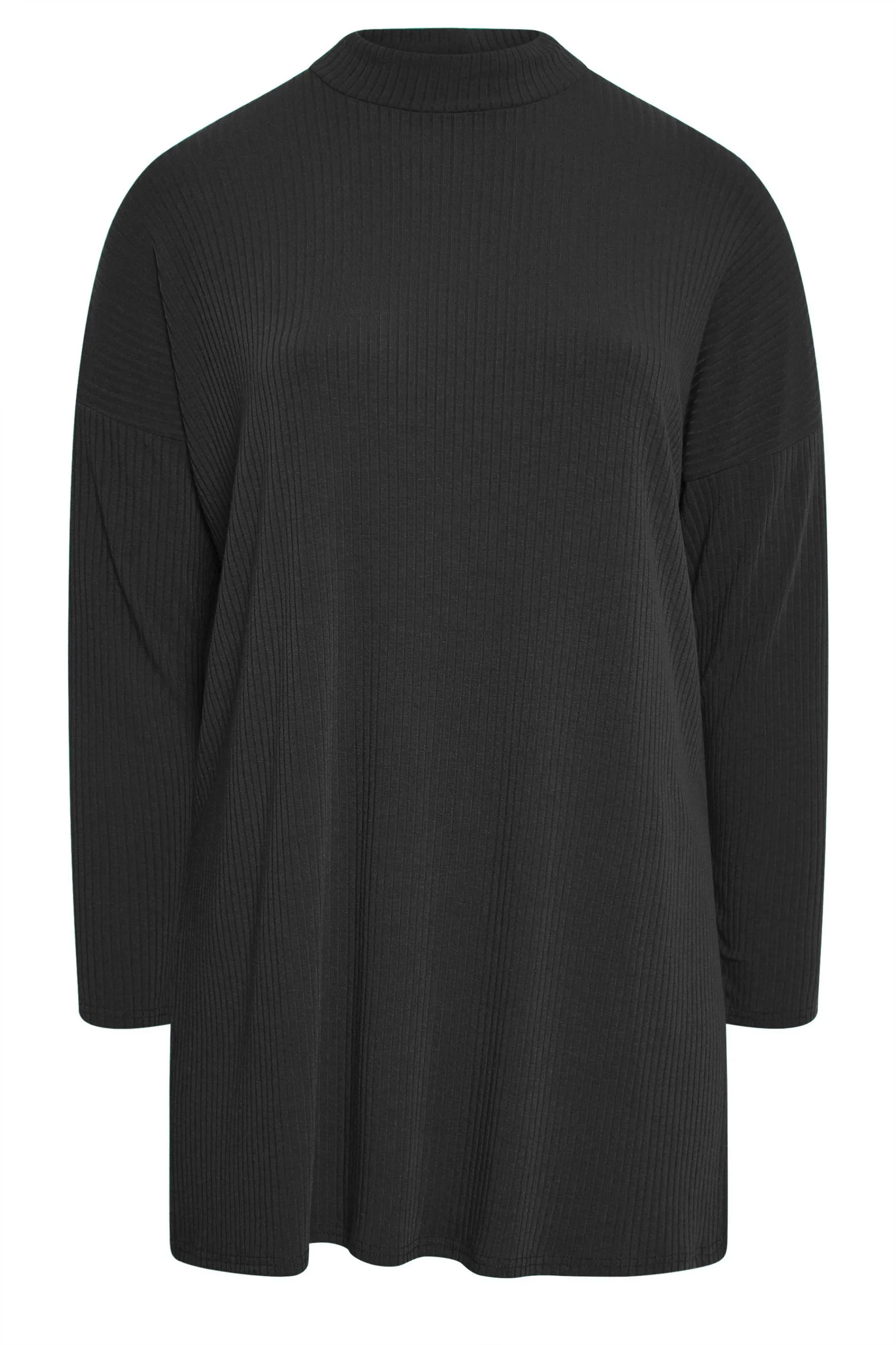 Curve Black Ribbed Turtle Neck Top