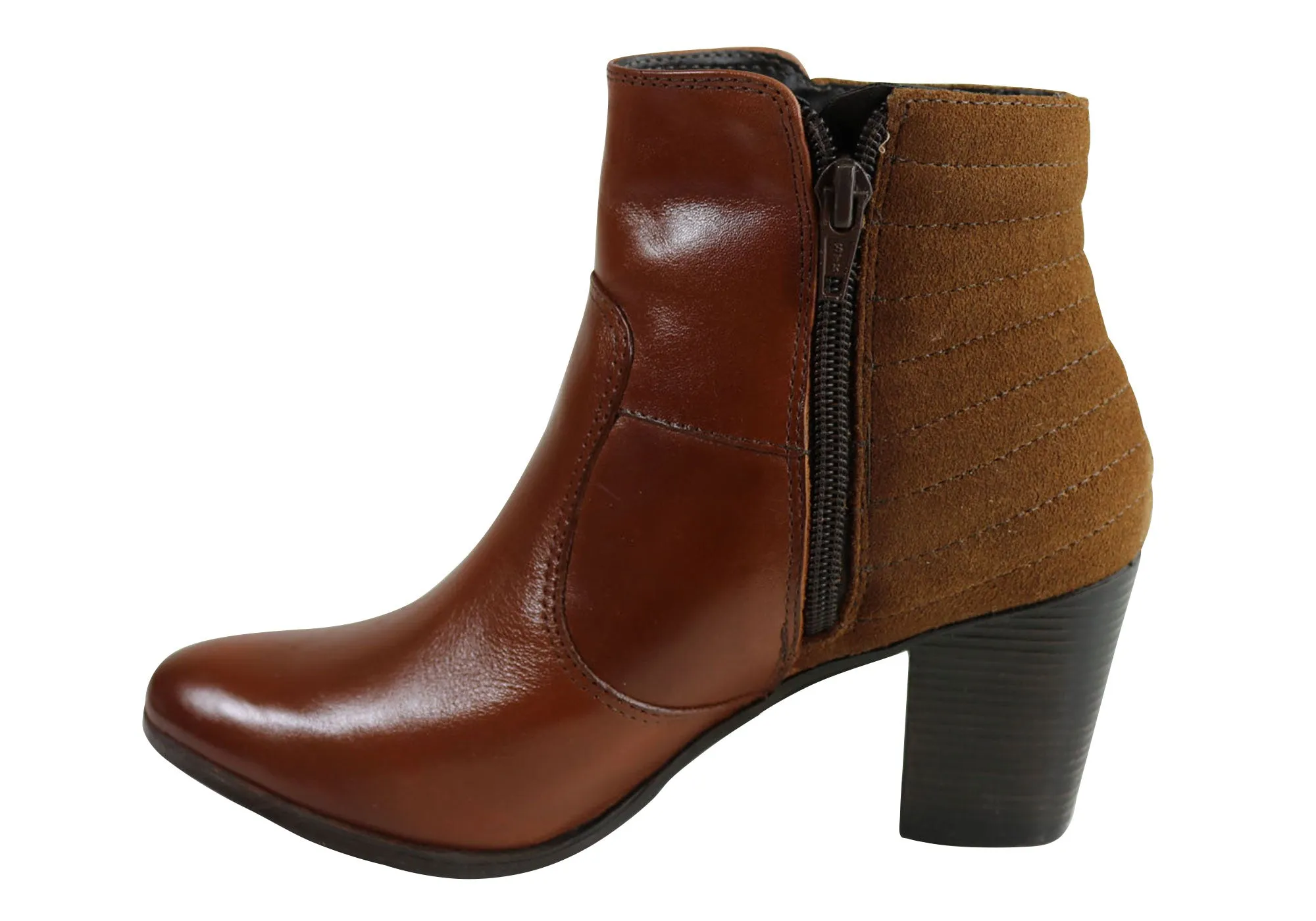 Dazzani Amber Womens Comfort Leather Heel Ankle Boots Made In Brazil