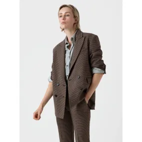 Edie Campbell Double Breasted Blazer | Women | Black x Tan Check