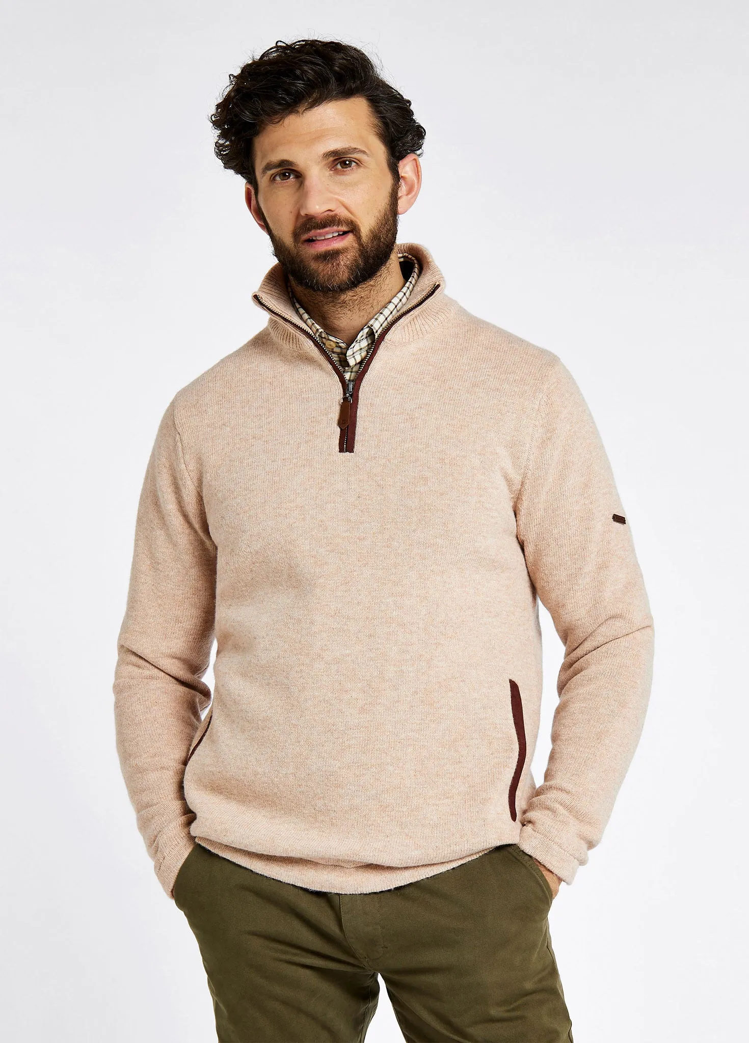 Feeney Zip Neck Sweater - Oat