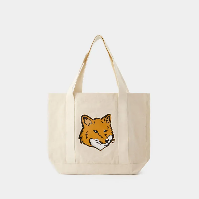 Fox Head Tote Bag - Maison Kitsune - Cotton - Beige