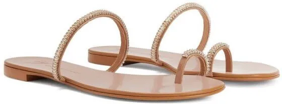 Giuseppe Zanotti Colorful crystal flip-flops Neutrals