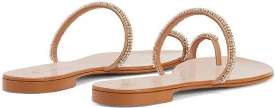 Giuseppe Zanotti Colorful crystal flip-flops Neutrals