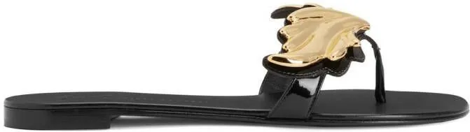 Giuseppe Zanotti Cruel flat leather flip-flops Black