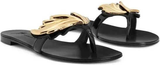 Giuseppe Zanotti Cruel flat leather flip-flops Black