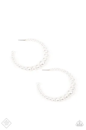 Glamorous Graduation - White Hoop Earrings