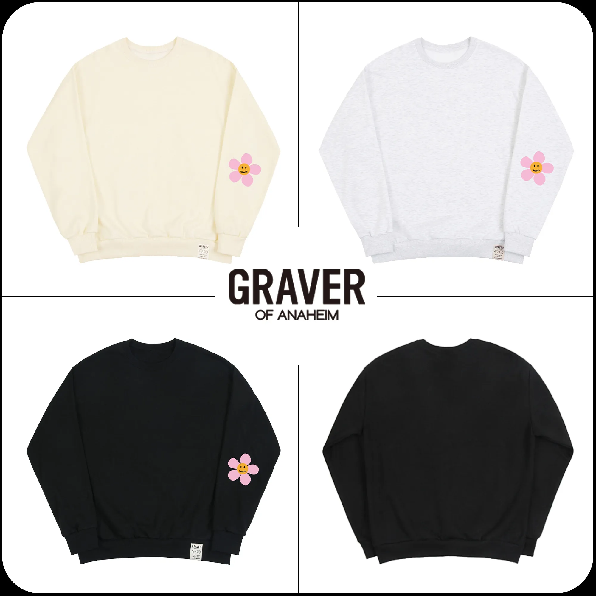 [GRAVER] Elbow Pink Flower Dot Sweatshirt by GRAVER