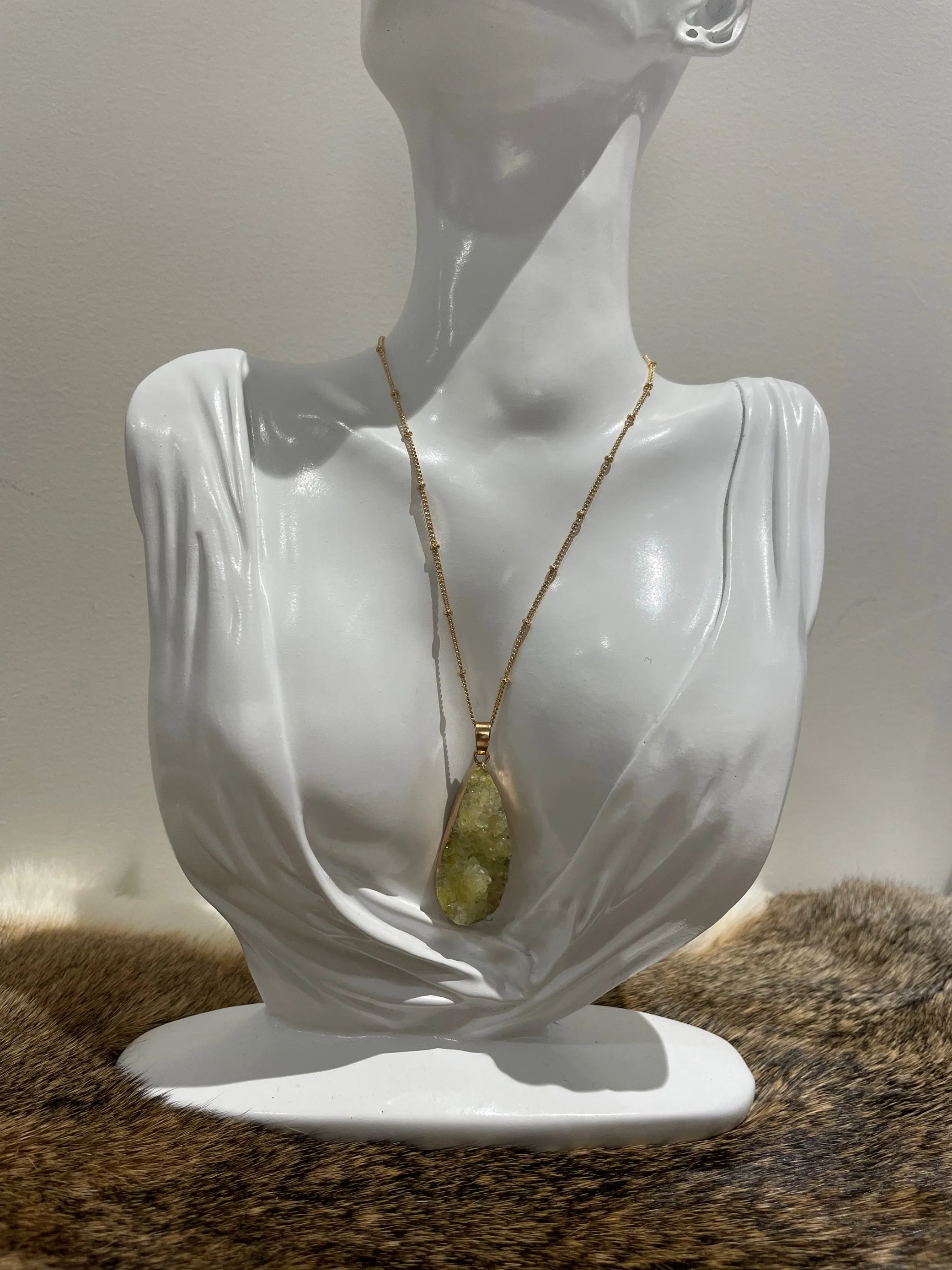 Green Druzy Stone Necklace