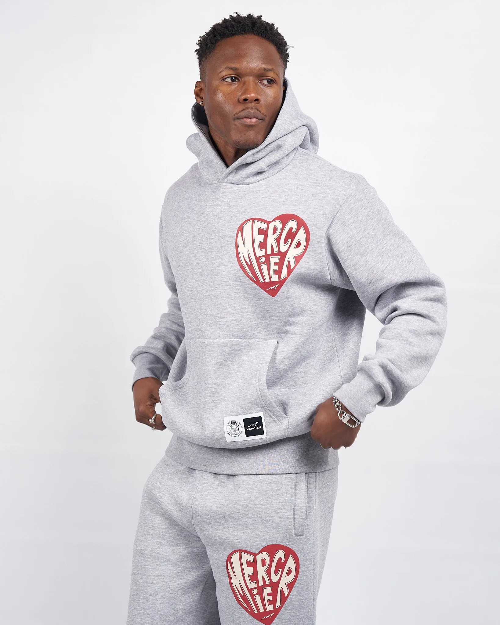 Grey Marl Mercier Heart Hoodie