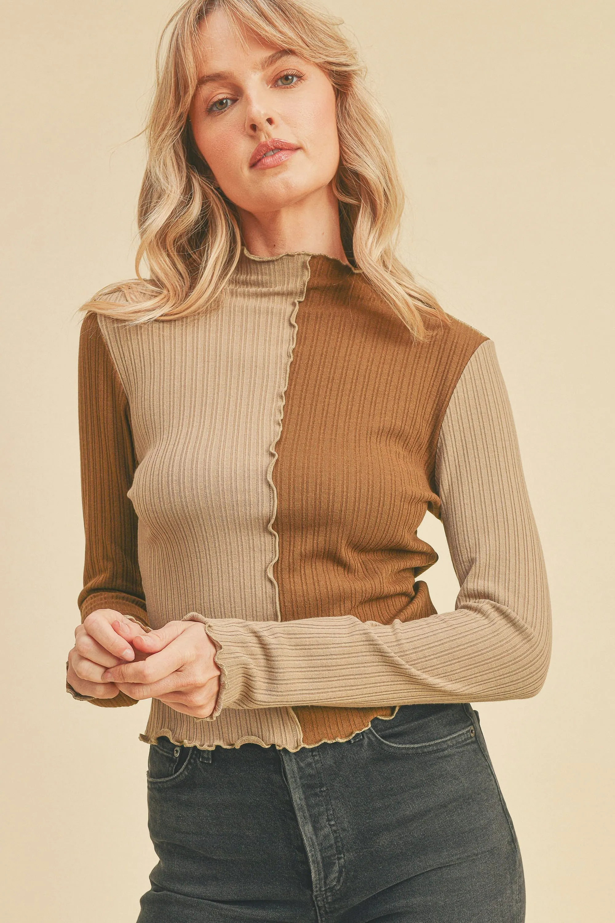 Haze Contrast Turtle Neck Layering Top - On Sale