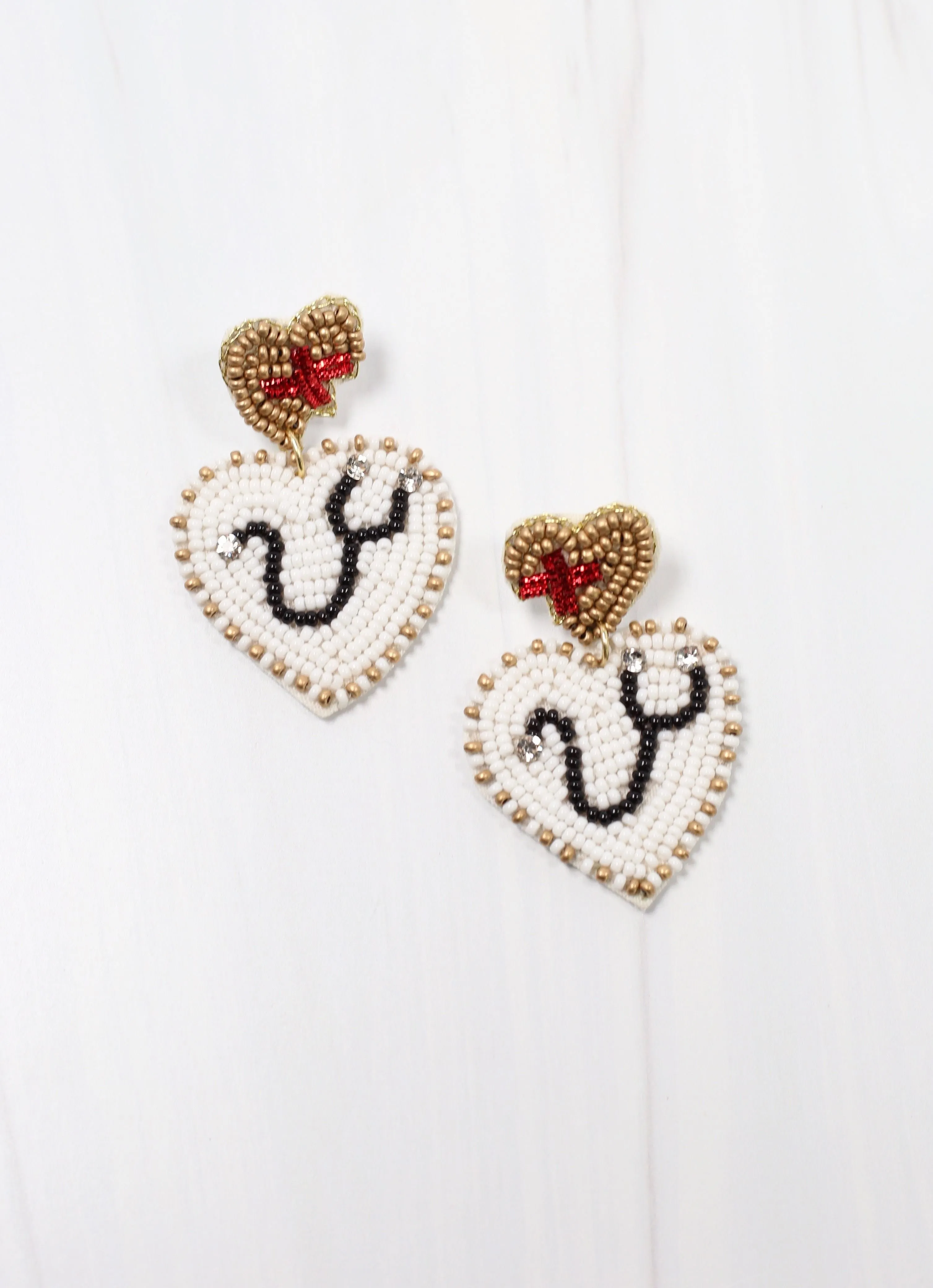 Healing Hearts White Beaded Earrings