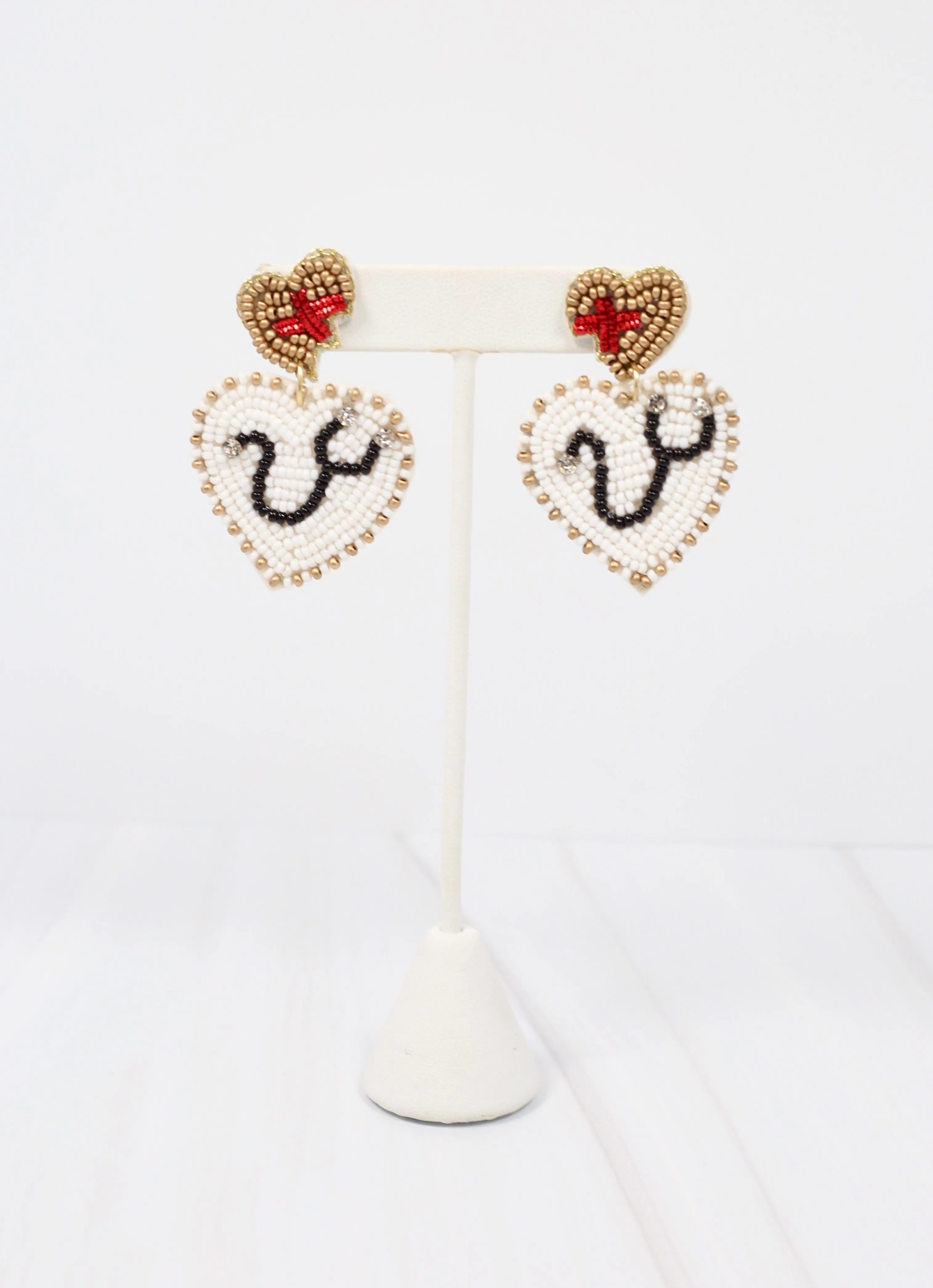 Healing Hearts White Beaded Earrings