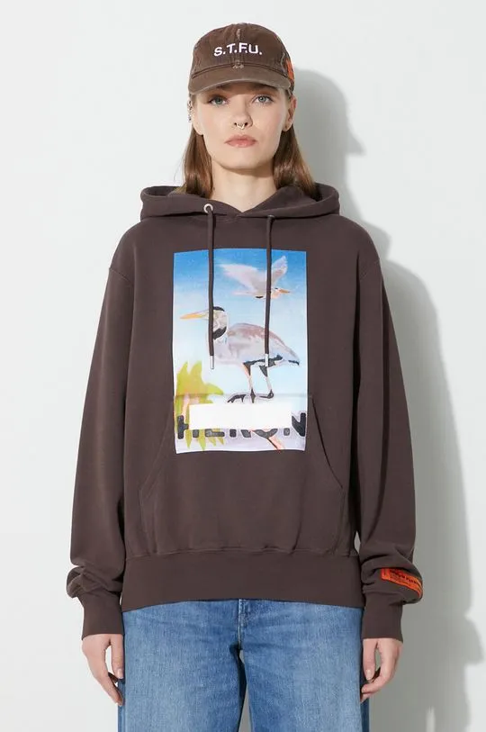 Heron Preston cotton sweatshirt Heron Censored Hoodie women's brown color HWBB024F23JER0036037