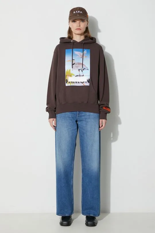 Heron Preston cotton sweatshirt Heron Censored Hoodie women's brown color HWBB024F23JER0036037