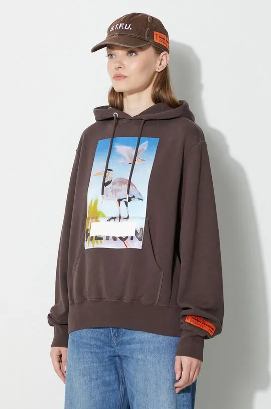 Heron Preston cotton sweatshirt Heron Censored Hoodie women's brown color HWBB024F23JER0036037