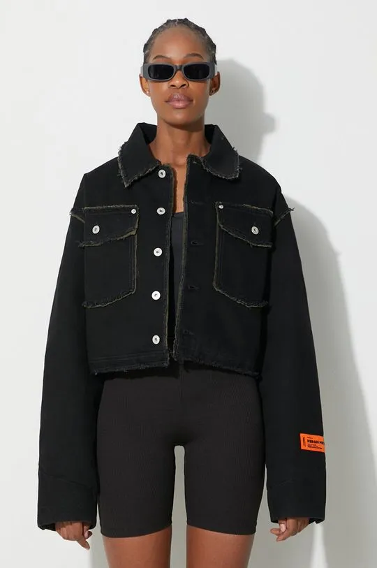 Heron Preston denim jacket Rebuilt Denim Jacket women's black color HWYE013F23DEN0011000