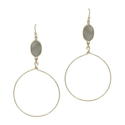 Hoop earrings with natural stone