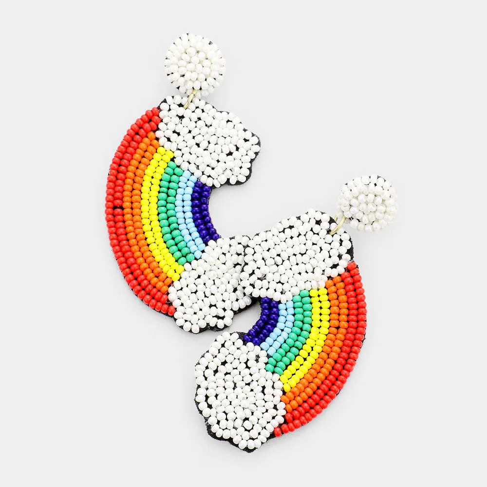 iLLASPARKZ Felt Back Seed Bead Rainbow Earrings