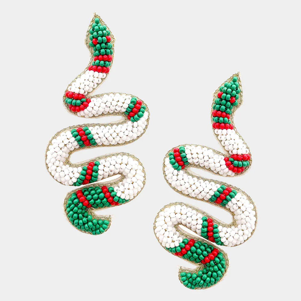 iLLASPARKZ Felt Back Seed Beaded Snake Earrings