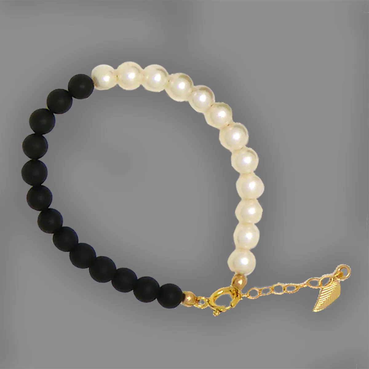 Instagram look 50/50 Fresh Water Pearl and Black Onyx Necklace Bracelet by bara boheme