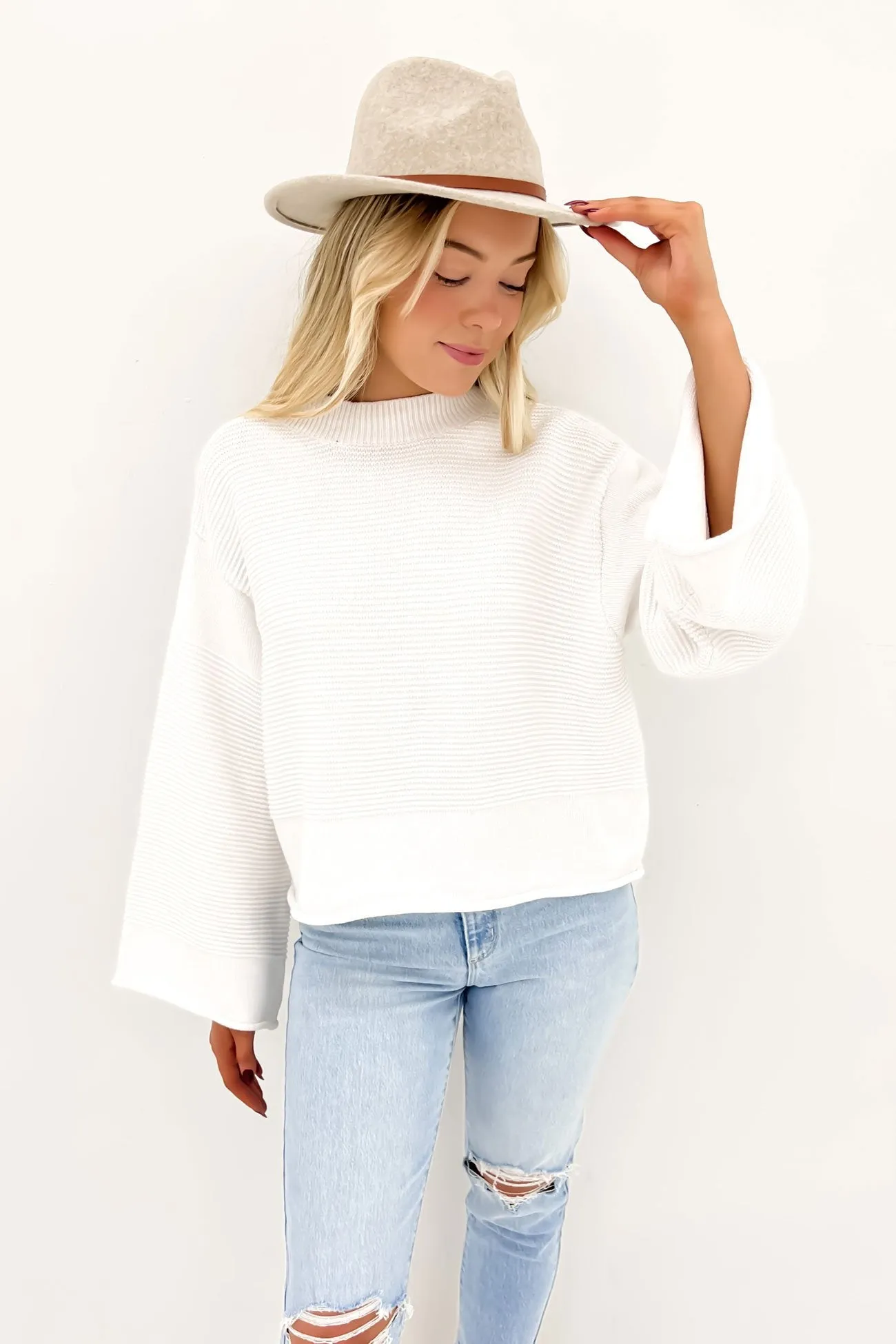 Izaiah Knit Sweater White