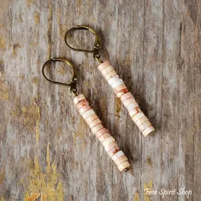 Jasper Stone Tube Earrings | Natural Gemstone Jewelry