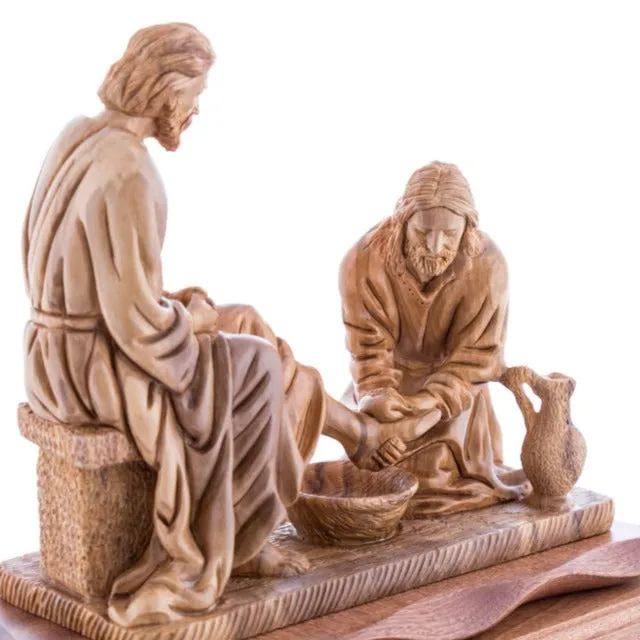 Jesus Christ  Washing The Feet Masterpiece, 10.6 Olive Wood Carving