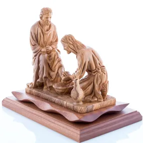 Jesus Christ  Washing The Feet Masterpiece, 10.6 Olive Wood Carving