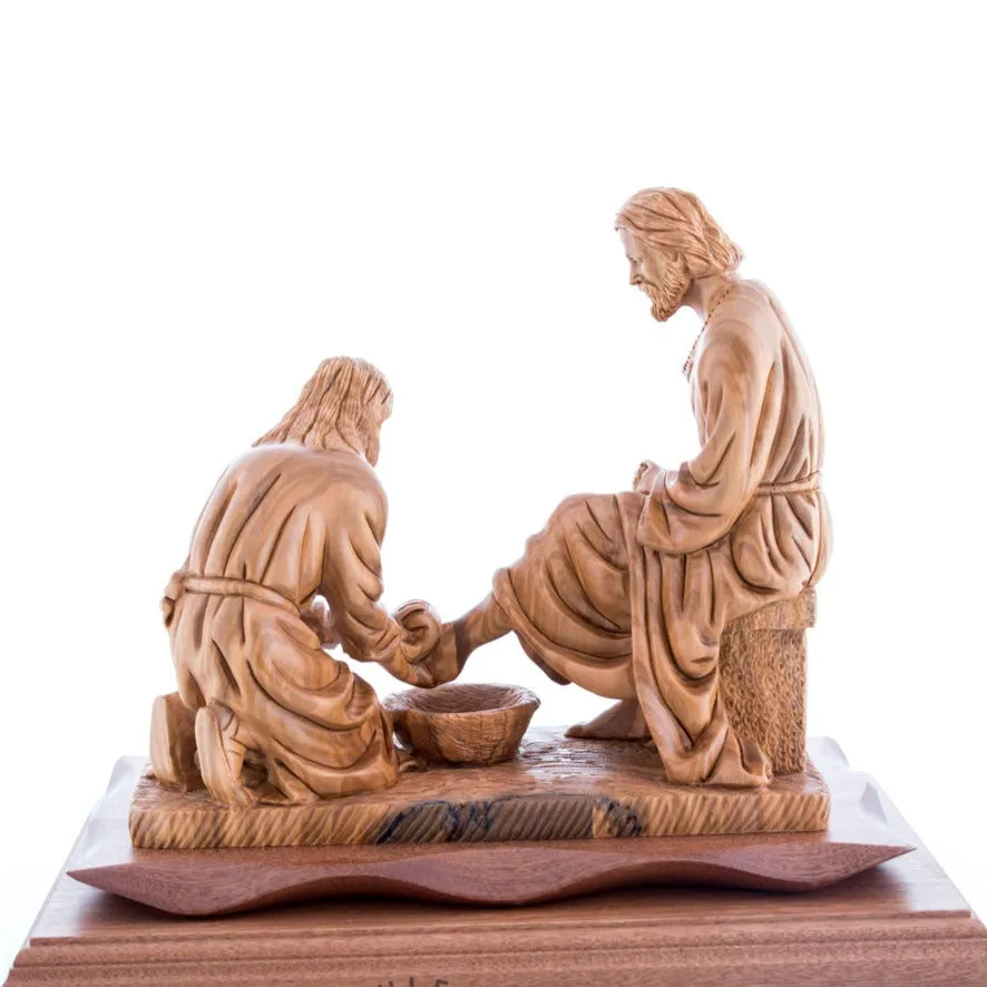 Jesus Christ  Washing The Feet Masterpiece, 10.6 Olive Wood Carving