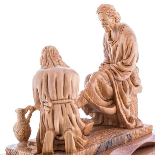 Jesus Christ  Washing The Feet Masterpiece, 10.6 Olive Wood Carving